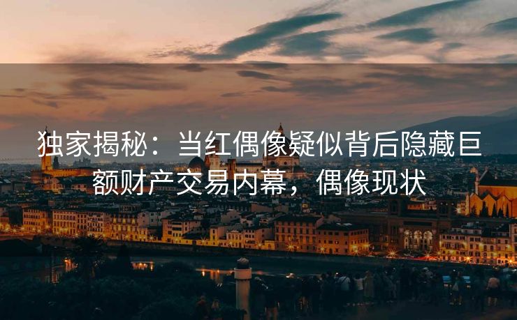 独家揭秘：当红偶像疑似背后隐藏巨额财产交易内幕，偶像现状