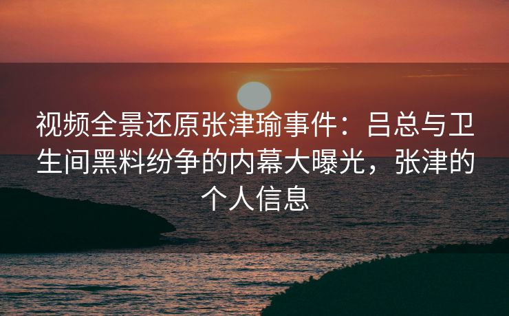 视频全景还原张津瑜事件：吕总与卫生间黑料纷争的内幕大曝光，张津的个人信息